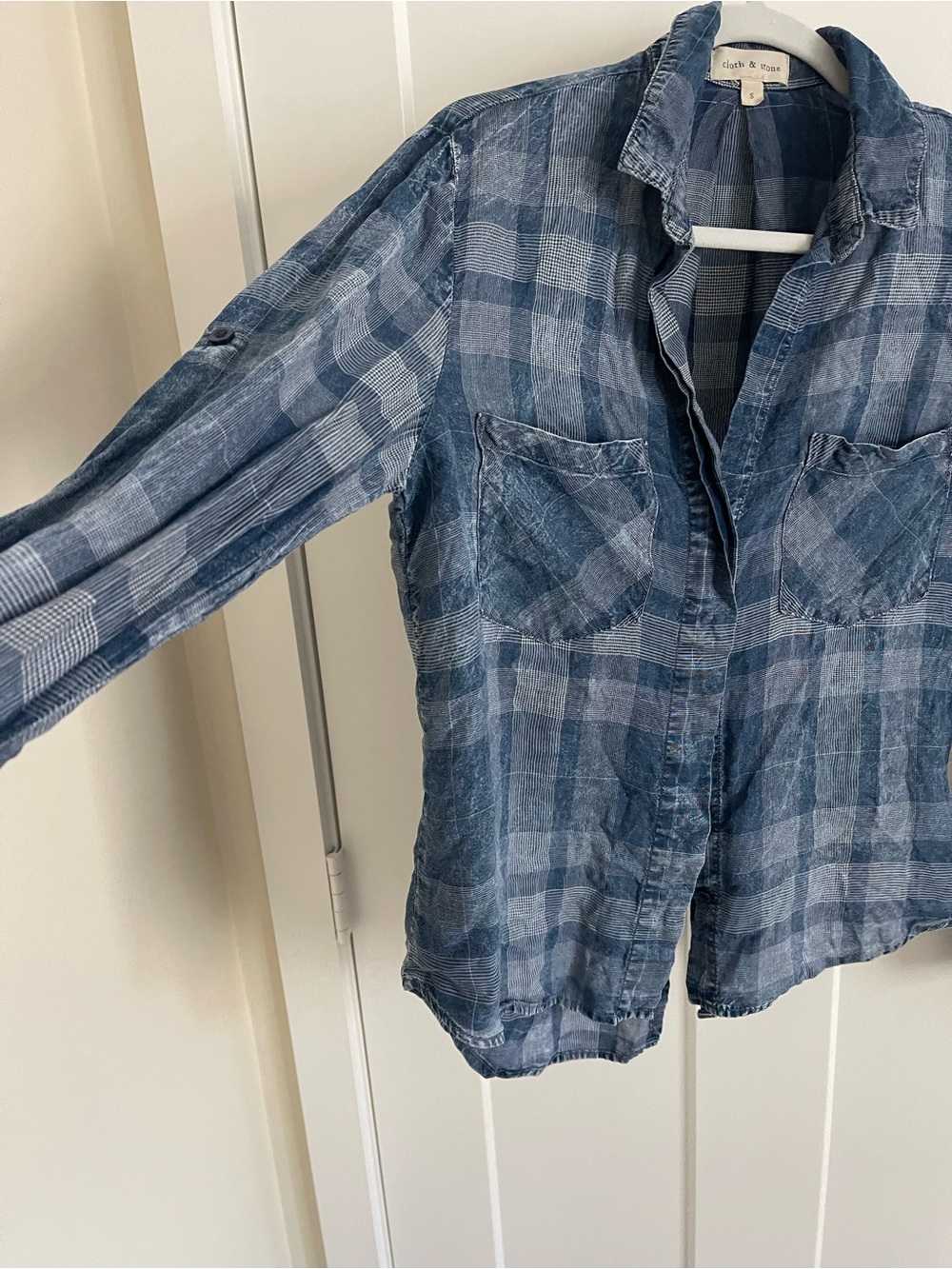 cloth & stone Blue Plaid Shirt